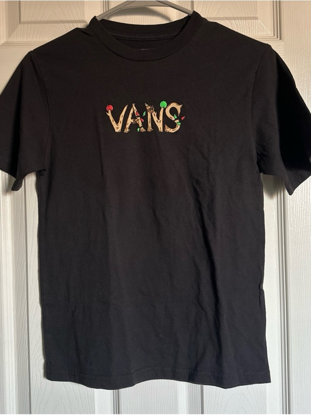 Vans Black Tee with Multicolor Floral Logo